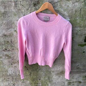 Pink J.Crew Cropped Cashmere Crewneck Sweater